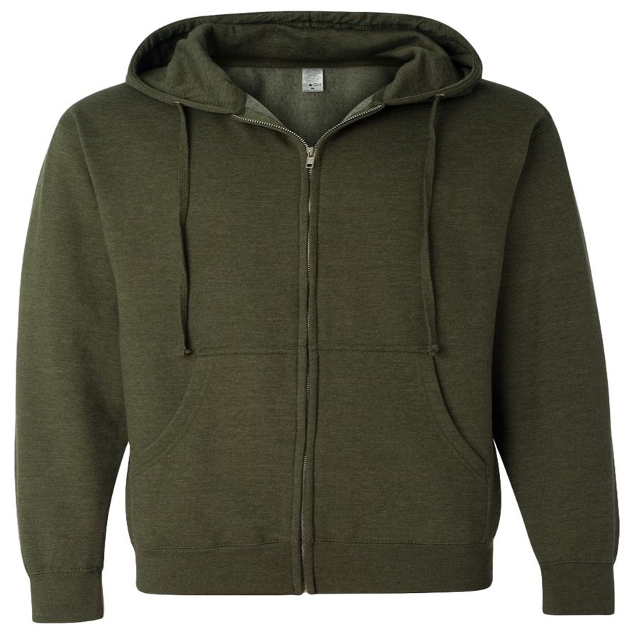 Independent Trading Co. Midweight Hooded Full-Zip Sweatshirt S Army Heather