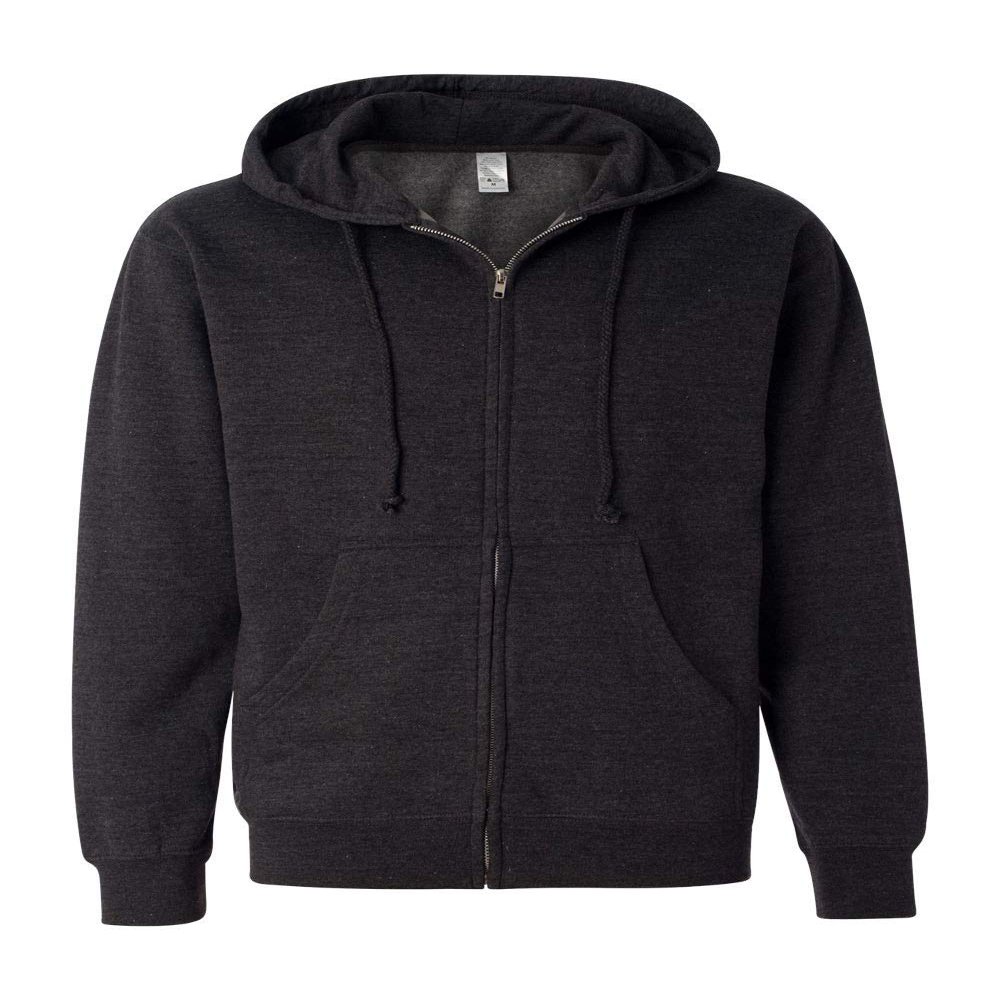 Independent Trading Co. Midweight Hooded Full-Zip Sweatshirt S Charcoal Heather