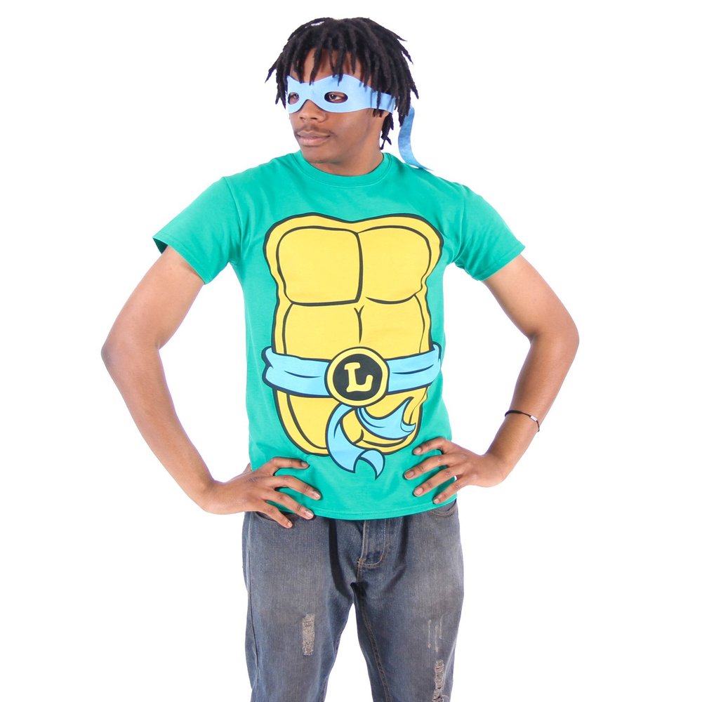 Teenage Mutant Ninja Turtles TMNT Leonardo Costume Green T-shirt with Blue Eye Mask (Adult XX-Large)