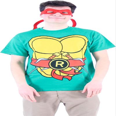TEENAGE MUTANT NINJA Turtles Costume Green T-Shirt with Eye Mask, Perfect for Halloween Cosplay