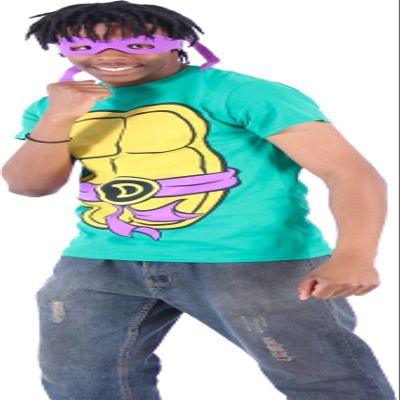 Teenage Mutant Ninja Turtles Costume Green T-Shirt with Eye Mask, Perfect for Halloween Cosplay