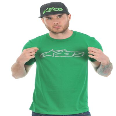 Alpinestars Young Mens Logo t-Shirt Modern fit Short Sleeves Shirt, Blaze Classic el Kelly Green/Gray, XXL