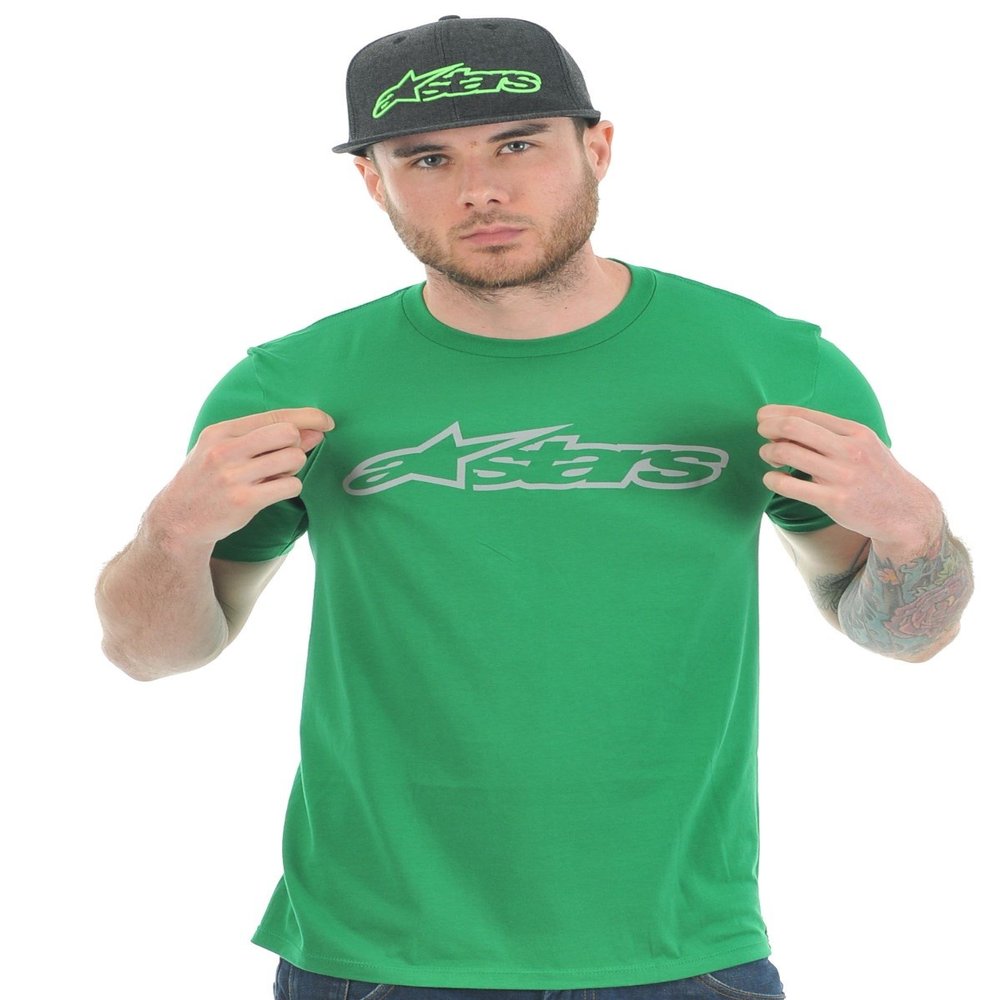 Alpinestars Young Mens Logo t-Shirt Modern fit Short Sleeves Shirt, Blaze Classic el Kelly Green/Gray, XXL