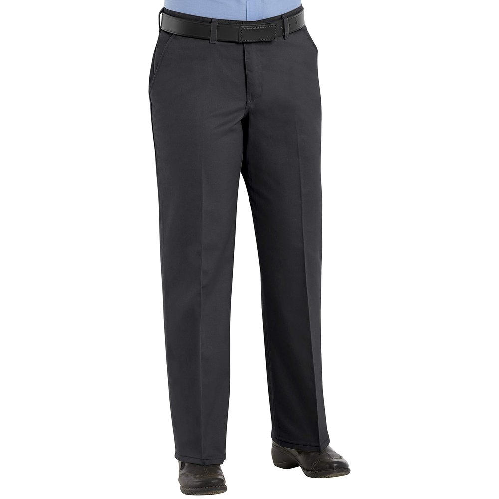 Red Kap Women's Plain Front Cotton Work Pant, Black, 8W x 28L