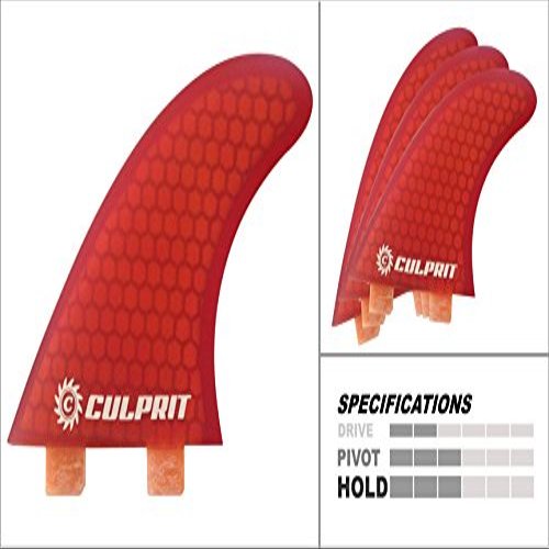 Culprit Surf Honeycomb RTM FCS M3 Style Thruster Surfboard Fins - Orange - C3
