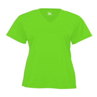 Badger 2162 B-Core Girl's V-Neck T-Shirt, Lime, X-Small