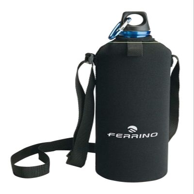 Ferrino Neo Drink Bottle Coated With Shoulder Strap, Black, 1 Litres