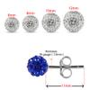 12MM Multi Black Crystal Stone Ball 925 Sterling Silver Stud Earring view 3