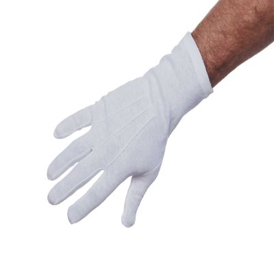 Current Color Guard Long Wrist Unisex Cotton Gloves (White, Medium)