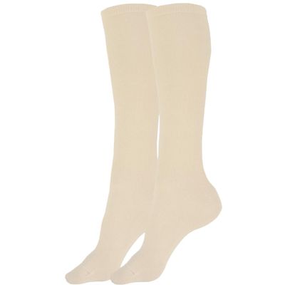 juDanzy Solid Knee High Socks for Sports or School Uniforms (10-15 Years, Oatmeal)