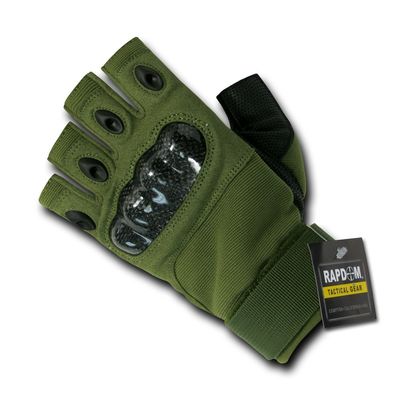 Rapdom Tactical Half Finger Knuckle Glove,Olive Drab, X-Large
