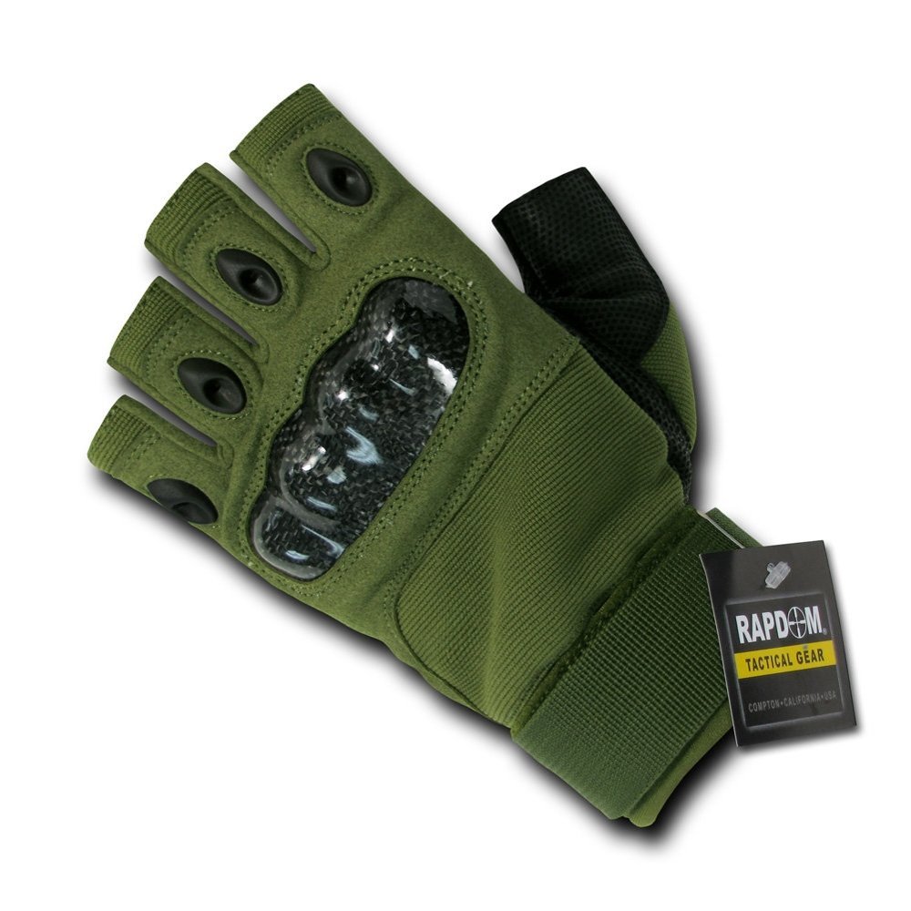 Rapdom Tactical Half Finger Knuckle Glove,Olive Drab, X-Large