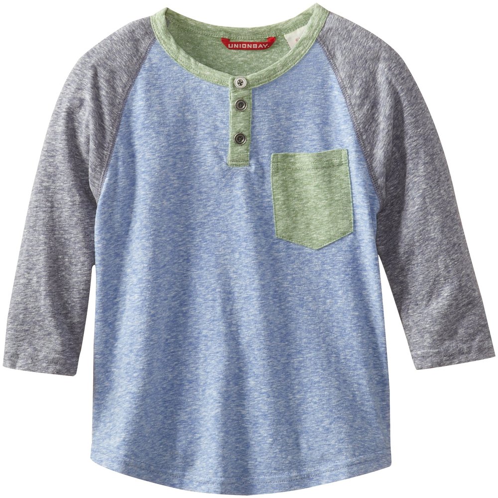 Unionbay Little Boys' 3/4 Sleeve Carter Tri Blend Henley, Marine, X-Large