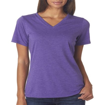Bella Canvas Missy Short-Sleeve Jersey V-Neck Tee - Purple Triblend - L