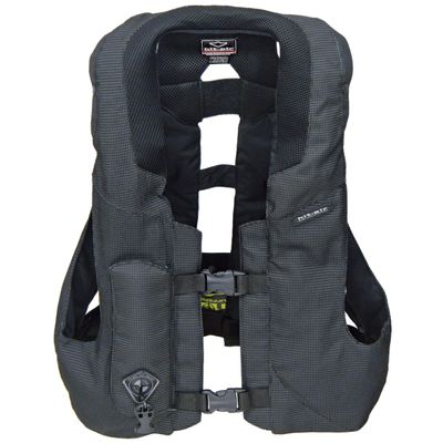 Hit-Air MLV Airbag Vest  Motorcycle Safety Vest with Automatic CO2 Deployment  Lightweight, Reusable, Adjustable Fit  Unisex Protective Riding Vest  Ultra-Reflective Black  Size Medium