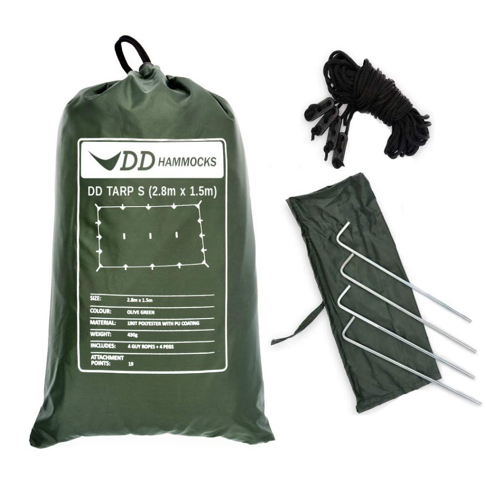 DD Hammocks - DD Tarp S - Olive Green (9ft x 5ft) - 100% Waterproof Lightweight Compact & Multifunctional Rainfly Tarp Tent Bivvi Day Shelter for Camping Backpacking Bikepacking Adventure & Hiking