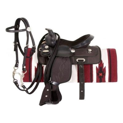 Tough 1 King Basic Synthetic Trail Saddle Package 20in Bla