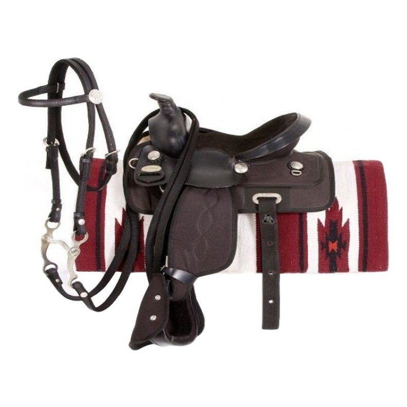 Tough 1 King Basic Synthetic Trail Saddle Package 20in Bla