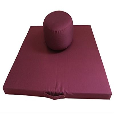 Round Zafu and Deluxe Zabuton Meditation Cushion Set 2pc (Burgundy)