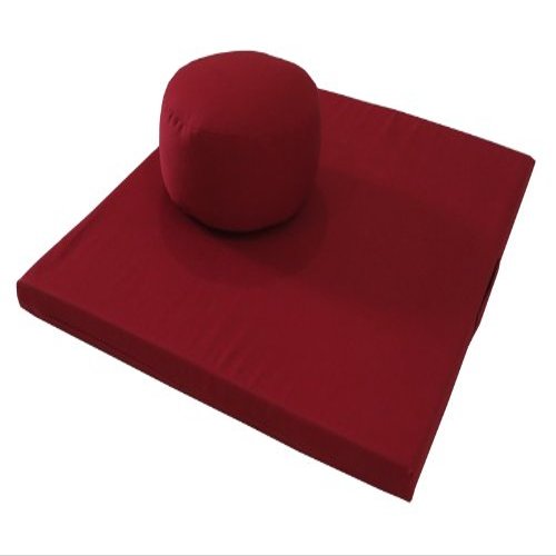 Round Zafu and Deluxe Zabuton Meditation Cushion Set 2pc (Red)
