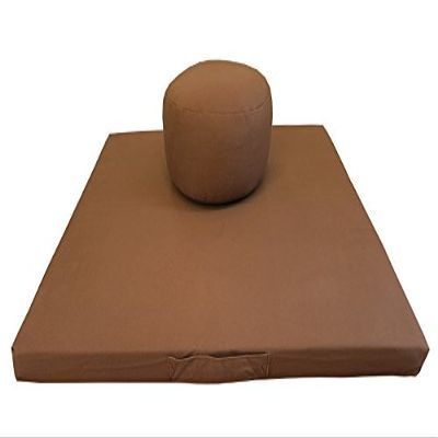 Round Zafu and Deluxe Zabuton Meditation Cushion Set 2pc (Cinnamon)