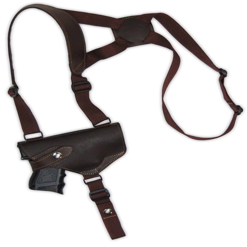 Barsony Brown Leather Cross Harness Shoulder Holster for Kimber Solo Left
