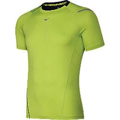 Mizuno Running Men's Drylite Rider Tee, Large, Lime Punch/Black