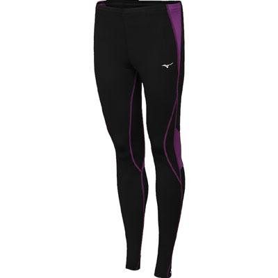 Mizuno Running Women's Bg3000 Long Tights, Large, Black/Purple Magic