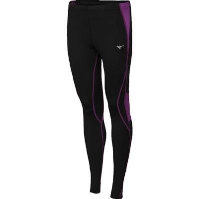 Mizuno Running Women's Bg3000 Long Tights, Large, Black/Purple Magic