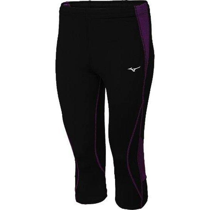 Mizuno Running Women's Bg3000 3/4 Tights, Medium, Black/Purple Magic
