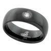 8mm Black Tungsten Carbide Wedding Ring Domed CZ Comfort fit size 11.5 view 1