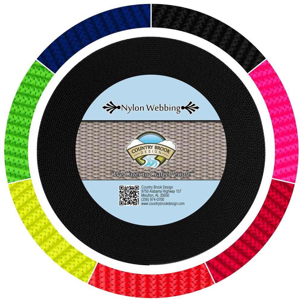 Country Brook Design - Black Reflective Nylon Webbing (3/4 Inch, 20 Yards)