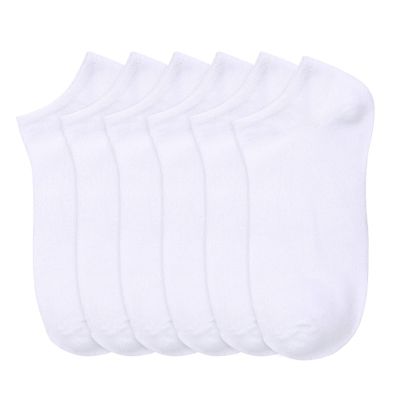 MaMia Women's 6 Pairs of Ankle Socks Low Cut Sport Peds-9-11 (fits shoes 5-10)-White