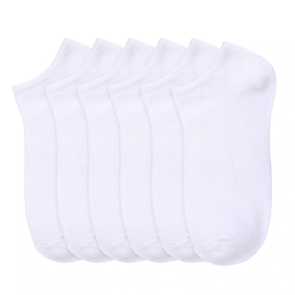 MaMia Women's 6 Pairs of Ankle Socks Low Cut Sport Peds-9-11 (fits shoes 5-10)-White