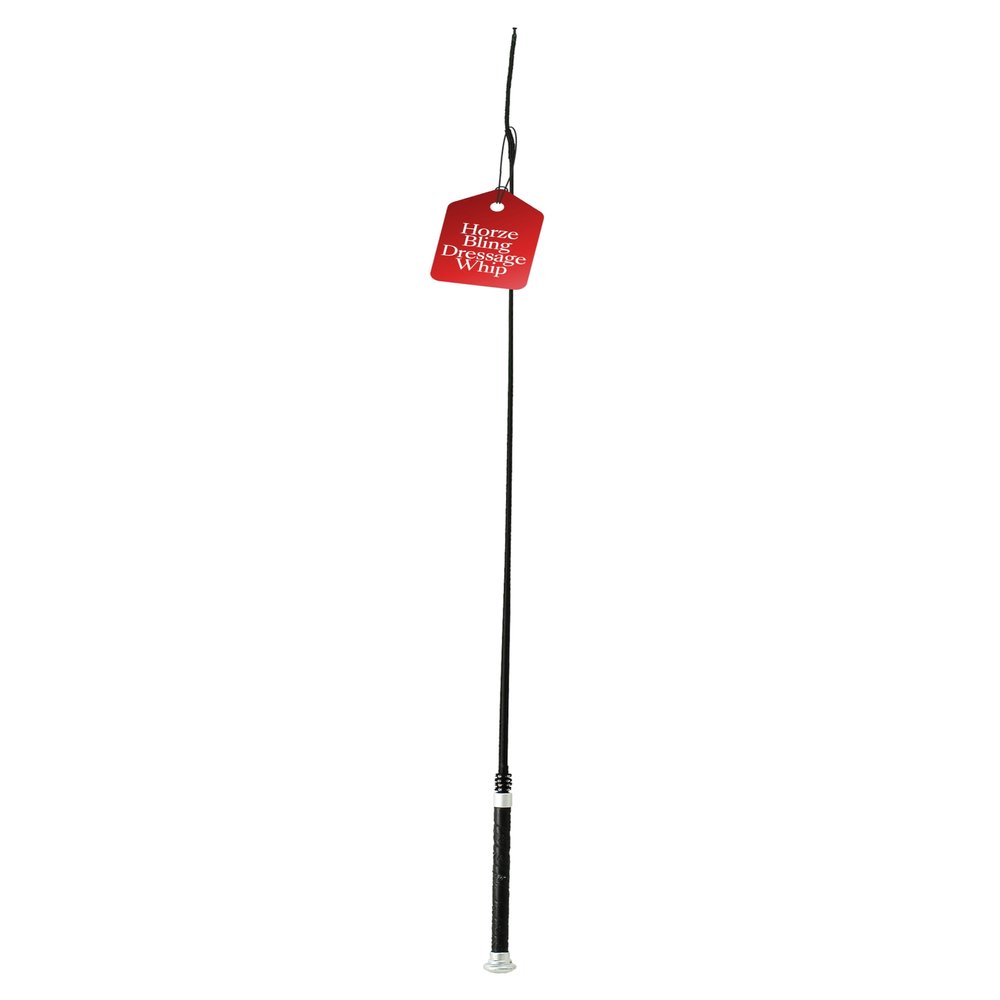 HORZE Lightweight Dressage Whip with Bling and Leather Grip Handle - Black - 47 in
