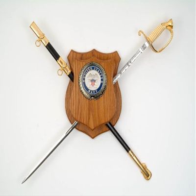 All American Gifts Deluxe Military Sword Plaque Wall Mount (USCG Emblem)