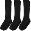 Jefferies Socks Girls 7-16 School Uniform Acrylic Cable Knee High 3 Pair Pack, Black, X-Large view 1