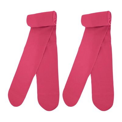 Country Kids Big Girls' Microfiber 3-D Opaque Tights 2 Pair, Hot Pink, 9-11 Years