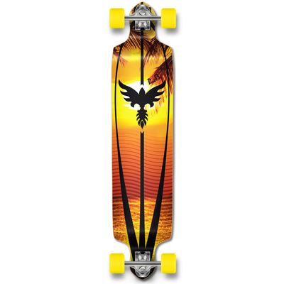 YOCAHER Professional Speed Drop Down Complete Longboard Skateboard (Sunset)