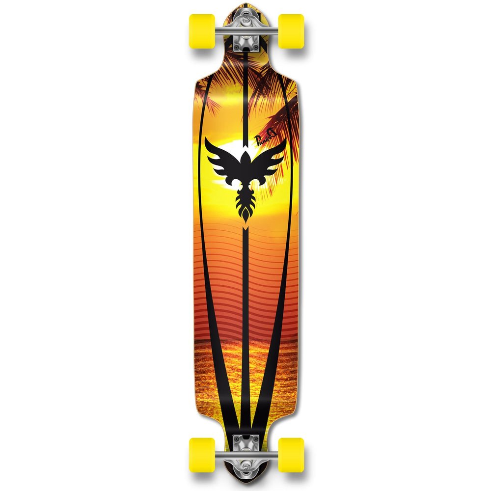 YOCAHER Professional Speed Drop Down Complete Longboard Skateboard (Sunset)