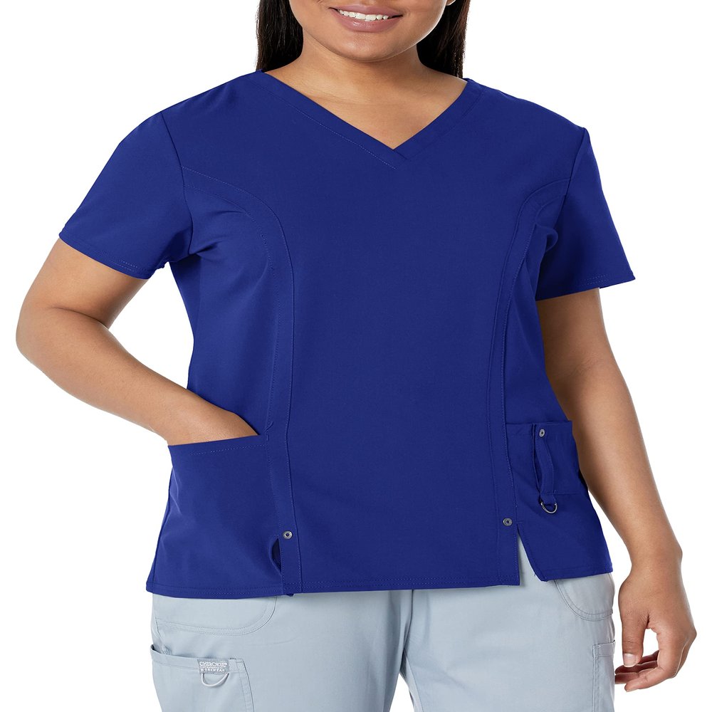 Dickies Women's Xtreme Stretch V-Neck Top, Galaxy Blue, XX-Small