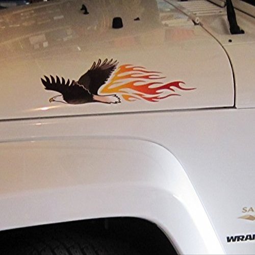 East Coast Vinyl Werkz Flamed Eagle Decals - 2 Piece Set - car Truck 4x4 Hood Door RV Camper