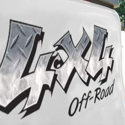 East Coast Vinyl Werkz 4x4 Bed Decals - 2 Piece Set - White Fire & Diamond Plate