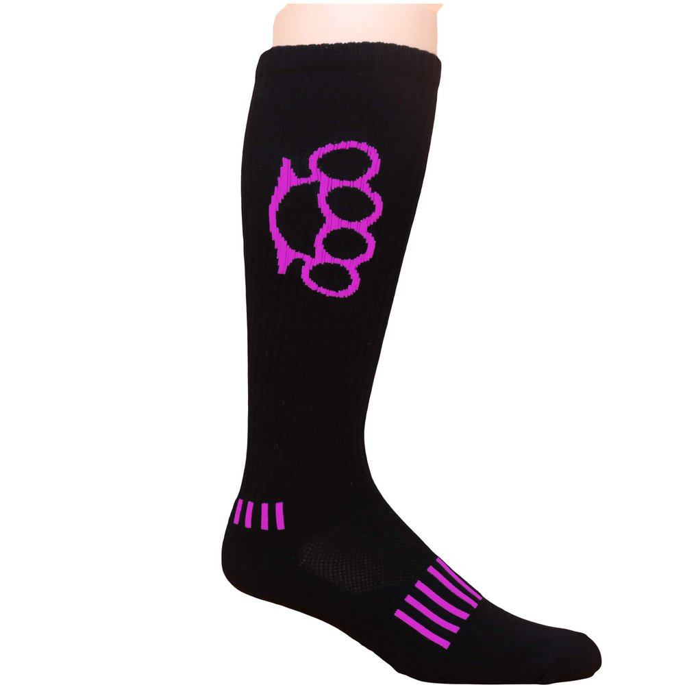 MOXY Socks Black with Pink Brass KNUX Deadlift Knee-High Socks  Compression Lifting Socks for Men & Women  Shin Protection, Locked-In Fit, and Durable Gym Performance