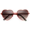 zeroUV Small Thin Metal Heart Shaped Frame Cupid Sunglasses (Red Smoke) view 1
