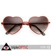 zeroUV Small Thin Metal Heart Shaped Frame Cupid Sunglasses (Red Smoke) view 3