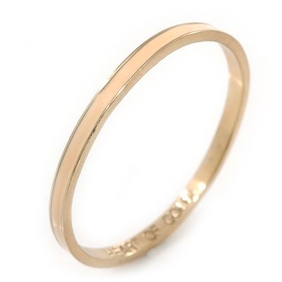 Avalaya Thin Magnolia Enamel 'Heart Of Gold' Slip-On Bangle Bracelet In Gold Plating - 18cm Length
