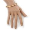 Avalaya Thin Magnolia Enamel 'Heart Of Gold' Slip-On Bangle Bracelet In Gold Plating - 18cm Length view 4
