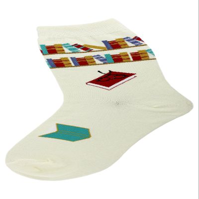 Foot Traffic, Women's Education-Theme Socks, Reading Books (Shoe Sizes 4-10)