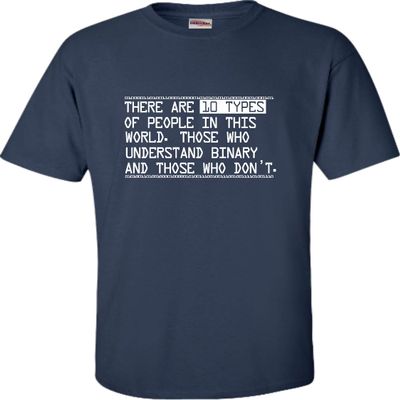 Go All Out XXXXX-Large Navy Blue Adult There are 10 Types of People in This World Binary Fun T-Shirt